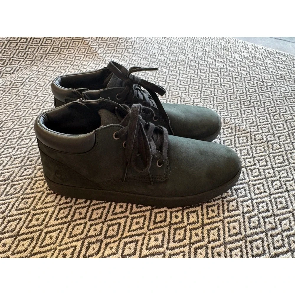 Timberland Chukka Boots Mens 6.5 Black Nubuck Leather Side Zip Sneaker